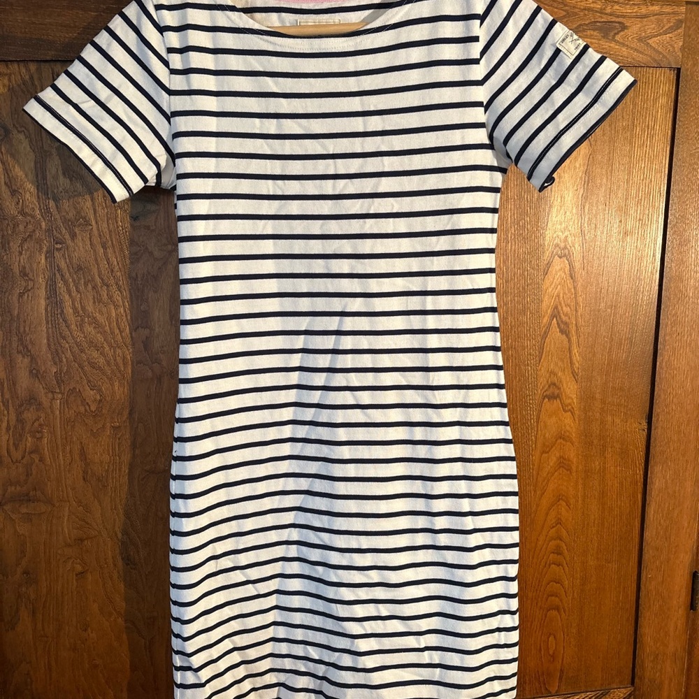 Joules Black and White Striped Mini Dress